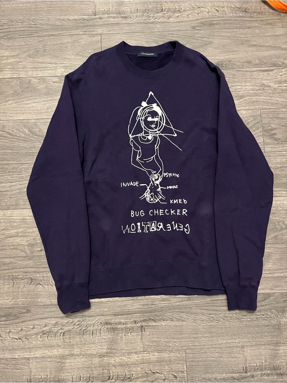 Undercover Japan bug checker Men's purple  Graphic Crewneck Sweater - size L